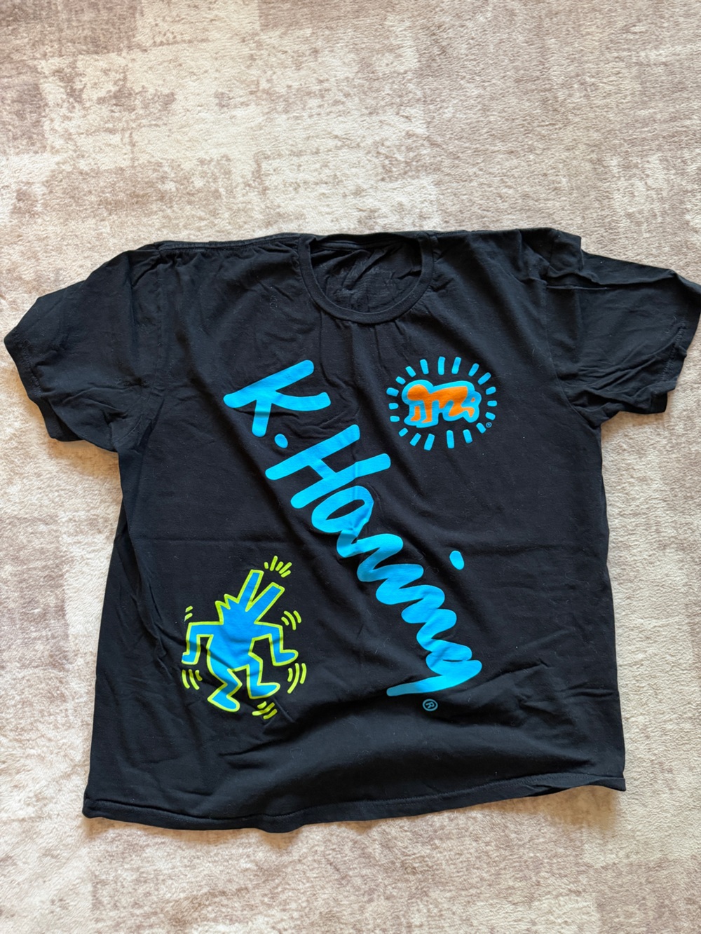 Keith Haring Signature Neon Graphic Pocket Tee Shirt
